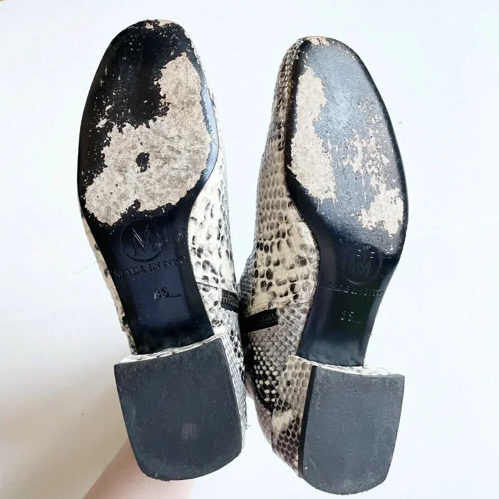 Modern Vice Snake Ankle Boots Booties Black White Block Heel Size EU 35 US‎ 5
